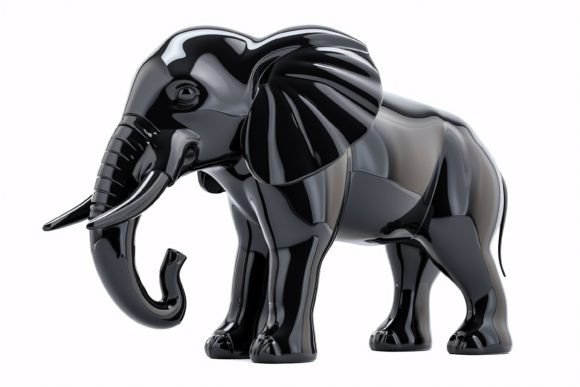 3D Black Glossy Elephant: A Premium Design Asset for Creatives
