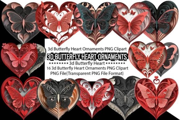 3D Butterfly Heart Ornaments Bundle: Elevate Your Designs