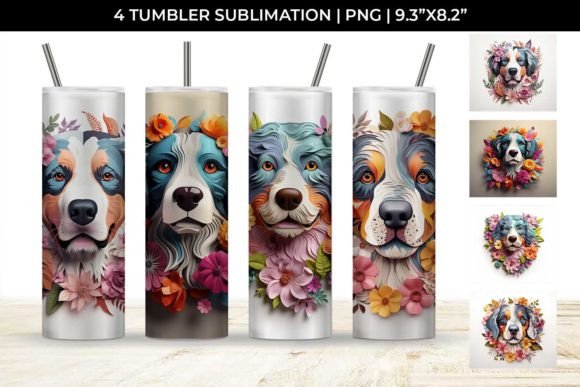3D Floral Bernese Mountain Tumbler Wrap: Design Delight