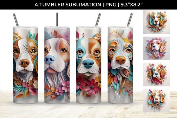 3D Floral Fantasy Beagle Tumbler Wrap: A Cute Design
