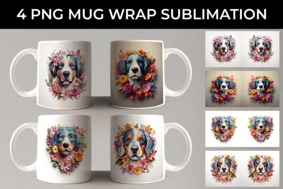3D Floral Fantasy Bernese Mountain Mug