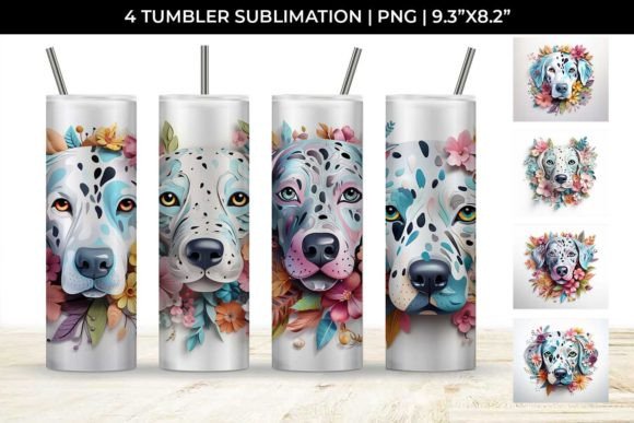 3D Floral Fantasy Dalmatian Tumbler Wrap