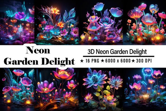3D Neon Garden Delight