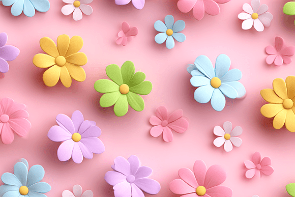 3D Pastel Daisy Floral Background