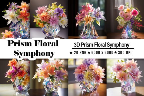3D Prism Floral Symphony: A Kaleidoscope of Design