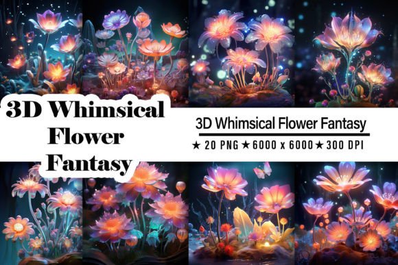 3D Whimsical Flower Fantasy: Enchanting Typography