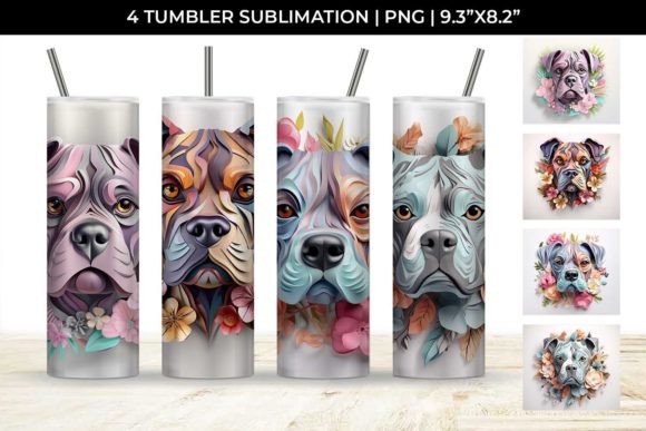 Adorable 3D Floral Fantasy Boxer Tumbler Wrap PNG
