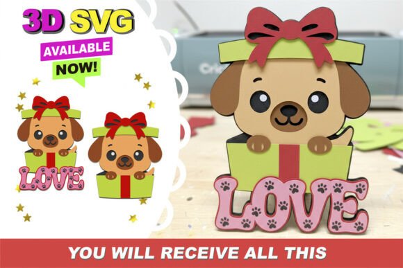 Adorable Love Puppy 3D SVG for Paper Crafts