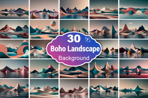 Boho 3D Landscape Illustration Backgrounds