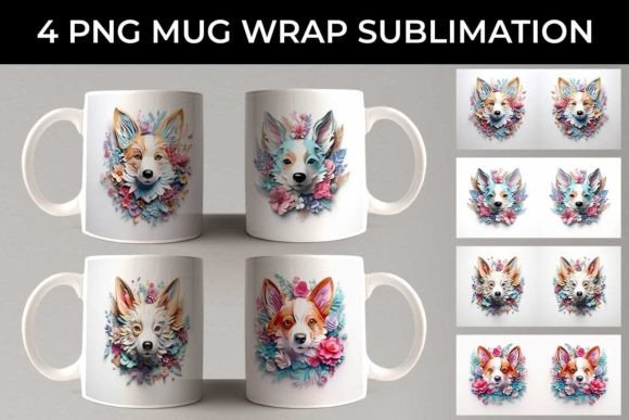 Charm in Every Sip: The 3D Floral Fantasy Corgi Mug Design