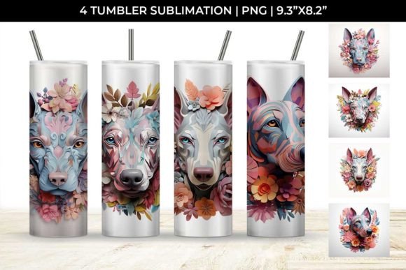 Charming Floral Doberman Tumbler Wrap Design