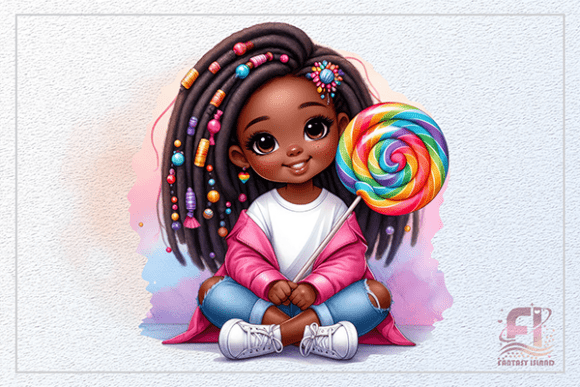 Cute African American Girl Clipart PNG: Vibrant & Playful Design