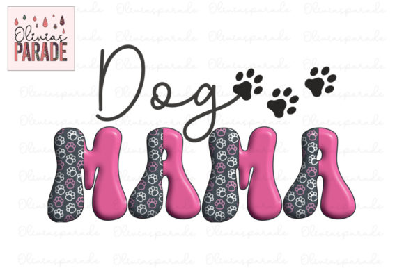 Dog Mama Clipart: 3D Paw Prints for Apparel & Gifts