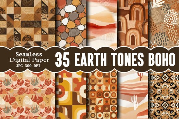 Earth Tones Boho Digital Papers: A Designer's Essential Set