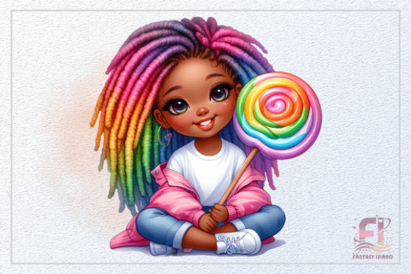 Little African American Girl Watercolor: A Vibrant Clipart for Creative Projects