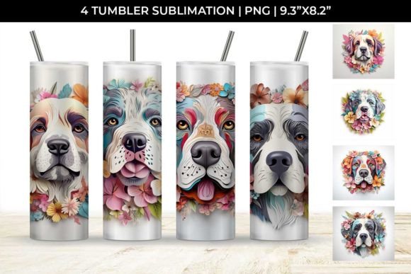 Unleash Your Creativity with 3D Floral Fantasy Saint Bernard Tumbler Designs